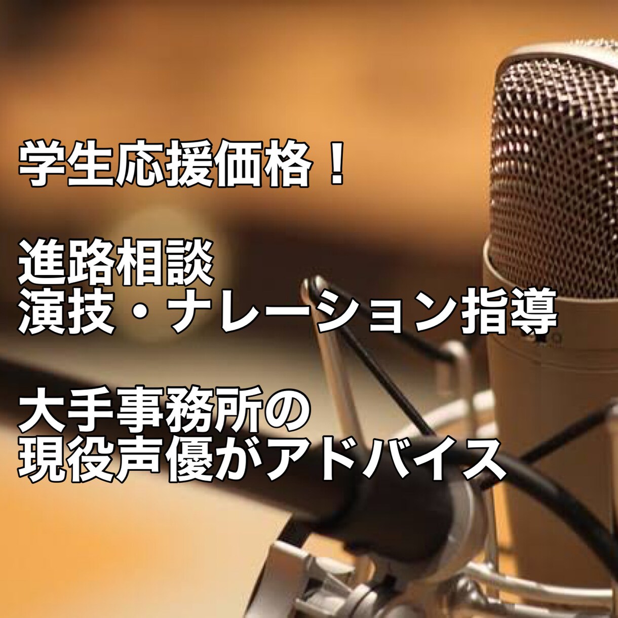 学生応援！声優を目指すあなたにアドバイスします 学生の方に特別価格でプロの現役声優が演技指導・進路相談！ イメージ1