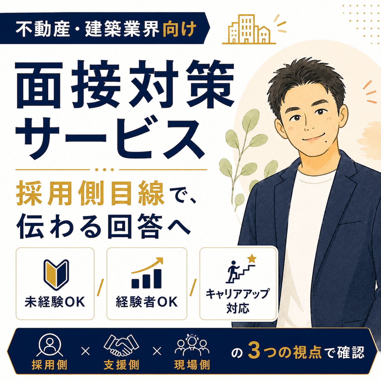 不動産・建築業界向けの面接対策をします 面接で、あなたの経験が“伝わる回答”に変わります イメージ1