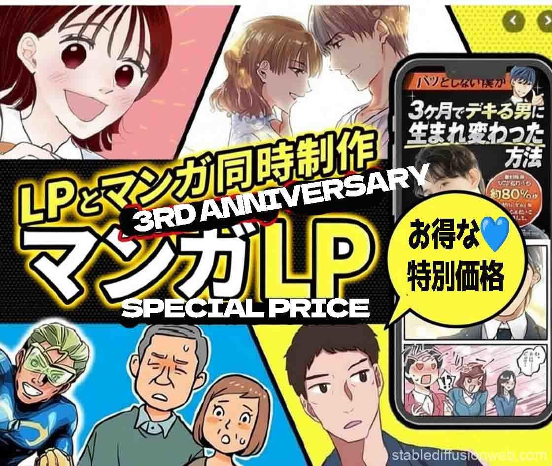3周年記念/限定で19万円でマンガLP制作します 19万円でマンガLP制作 /通常22万円が今だけ3万円OFF イメージ1