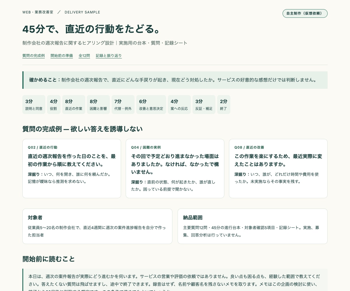 顧客の本音を探るヒアリング質問票を作ります 聞く順番と深掘り、記録方法まで一式 イメージ2