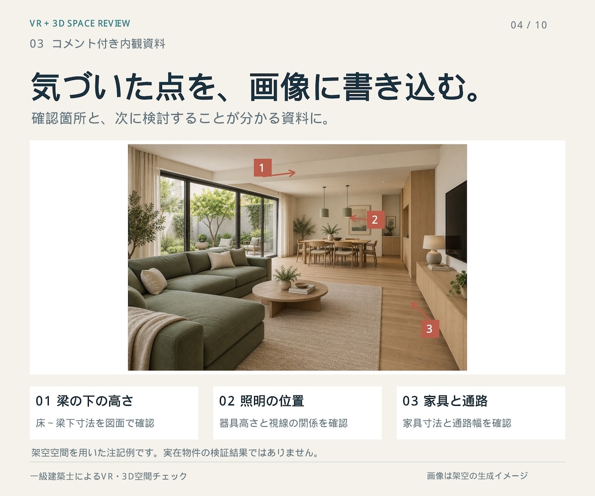 一級建築士がVRと3Dで間取りのアドバイスをします 広さ・動線・天井高を体感。コメント付き画像で迷いを整理 イメージ4
