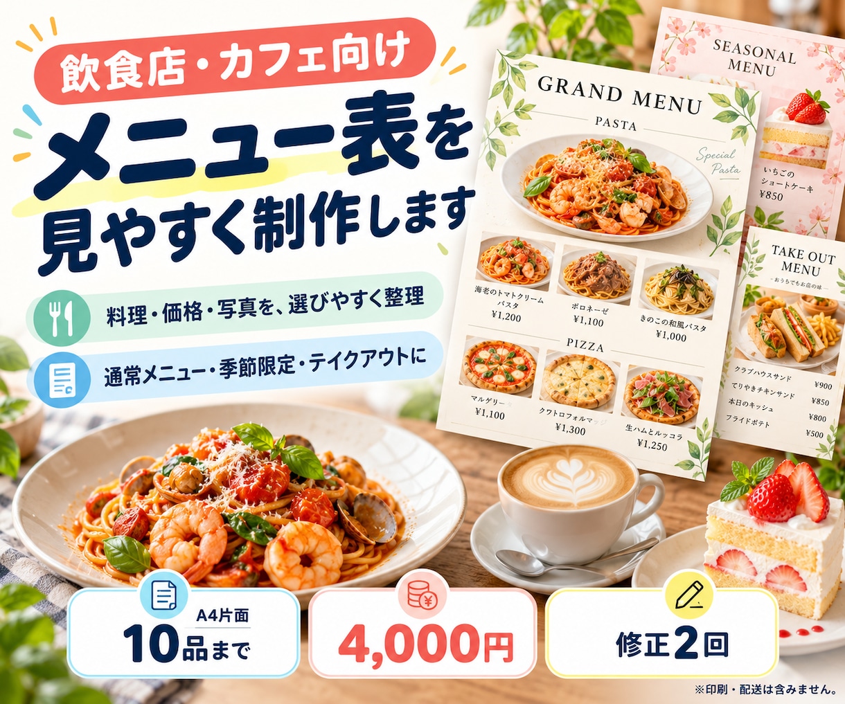 飲食店のメニュー表を見やすく制作します 季節メニュー・テイクアウト対応｜料理と価格を整理 イメージ1
