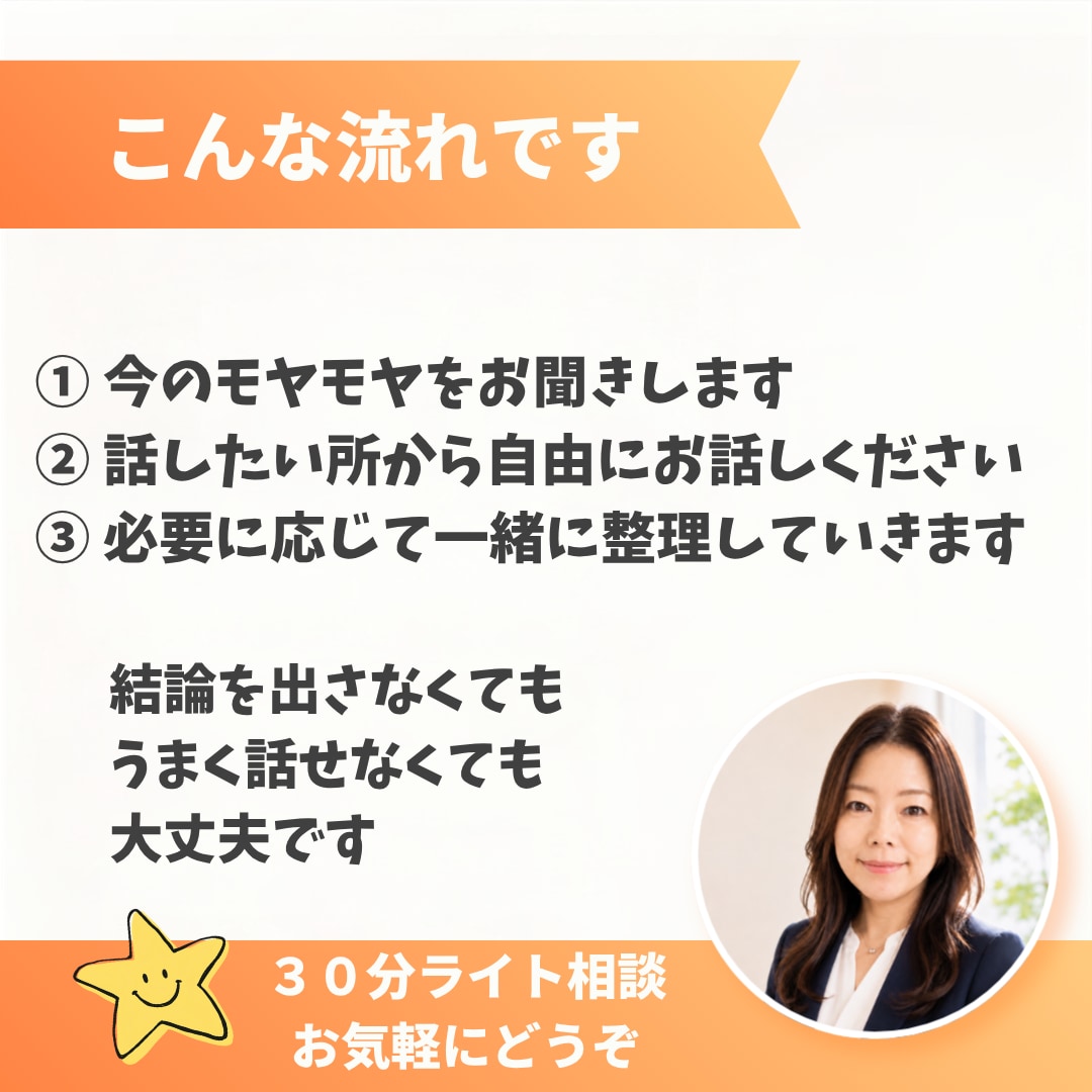 ちょっと誰かに話したい。30分お話し聞きます 相談ってほどでもないんだけど。でもOK！お気軽にどうぞ！ イメージ3