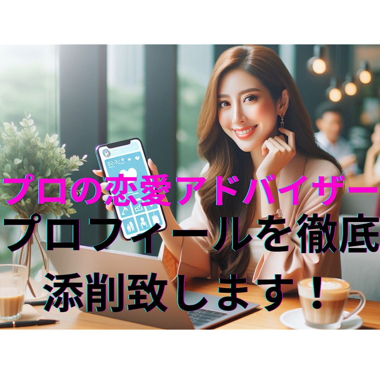 恋愛アドバイザーがプロフィールを徹底添削致します マッチングアプリでのお悩み私がそのお悩みを解決致します！ イメージ1