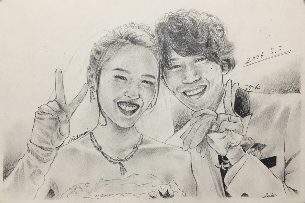 そっくりリアルな似顔絵描きます プレ花嫁卒花嫁さん、カップル、子持ちさんにおすすめです！ イメージ5