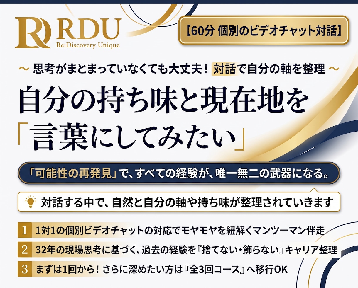 モヤモヤを紐解く！持ち味と現在地を一緒に整理します 思考がまとまっていなくても大丈夫！60分で自分の軸を整理 イメージ1