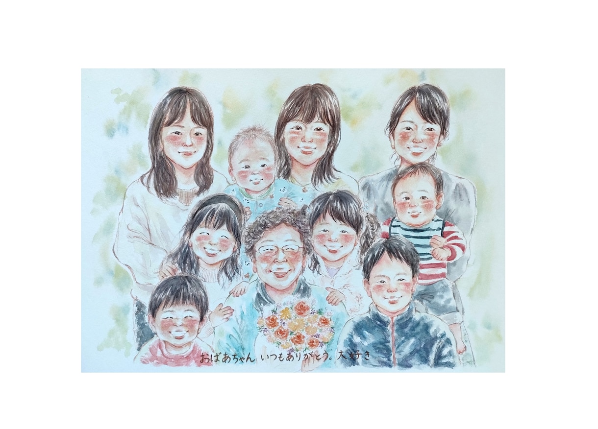 優しく温かなタッチの似顔絵をお描きします 世界に一つ！記念日やプレゼントにもおすすめ☆A4サイズ イメージ2