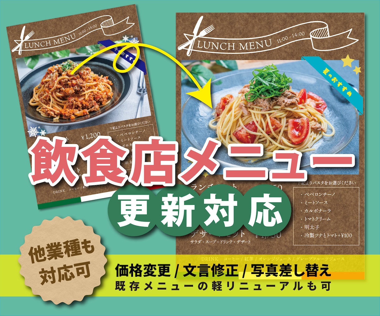 即日対応！メニュー表の修正・差し替え対応します 既存メニュー表の更新作業に対応します。 イメージ1