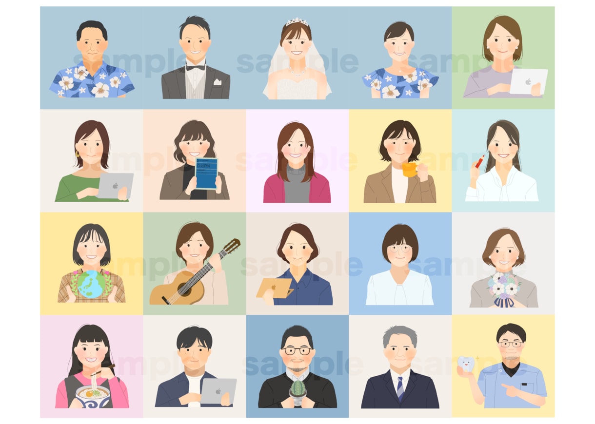 シンプルでおしゃれな似顔絵イラスト描きます あなたらしい小物を持たせて描きます◎ イメージ6