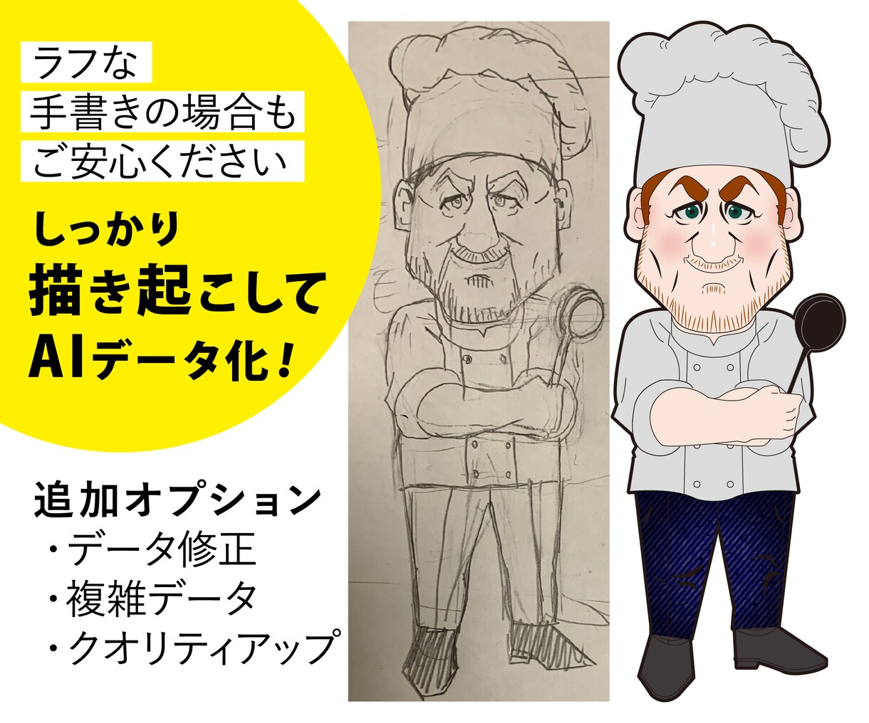 既存ロゴ、手描きイラストを清書AIデータ化します スピードAi納品！高品質な印刷用Aiデータ作成のお手伝い！ イメージ4
