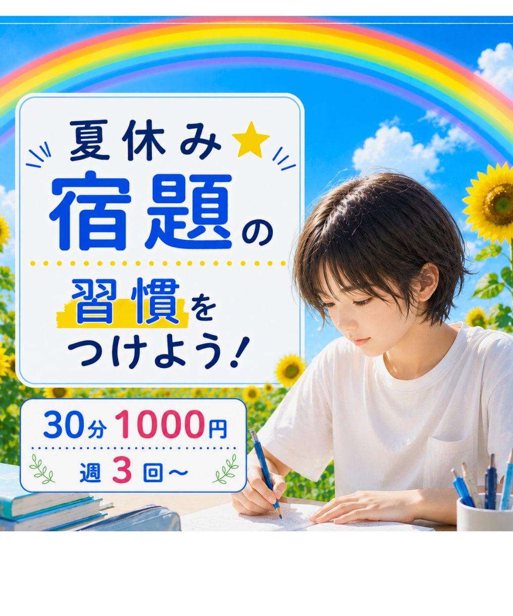 夏休み☆宿題の習慣をつけよう！サポートします 毎日同じ時間に机に向かって友達より早く宿題を終わらせちゃおう イメージ1