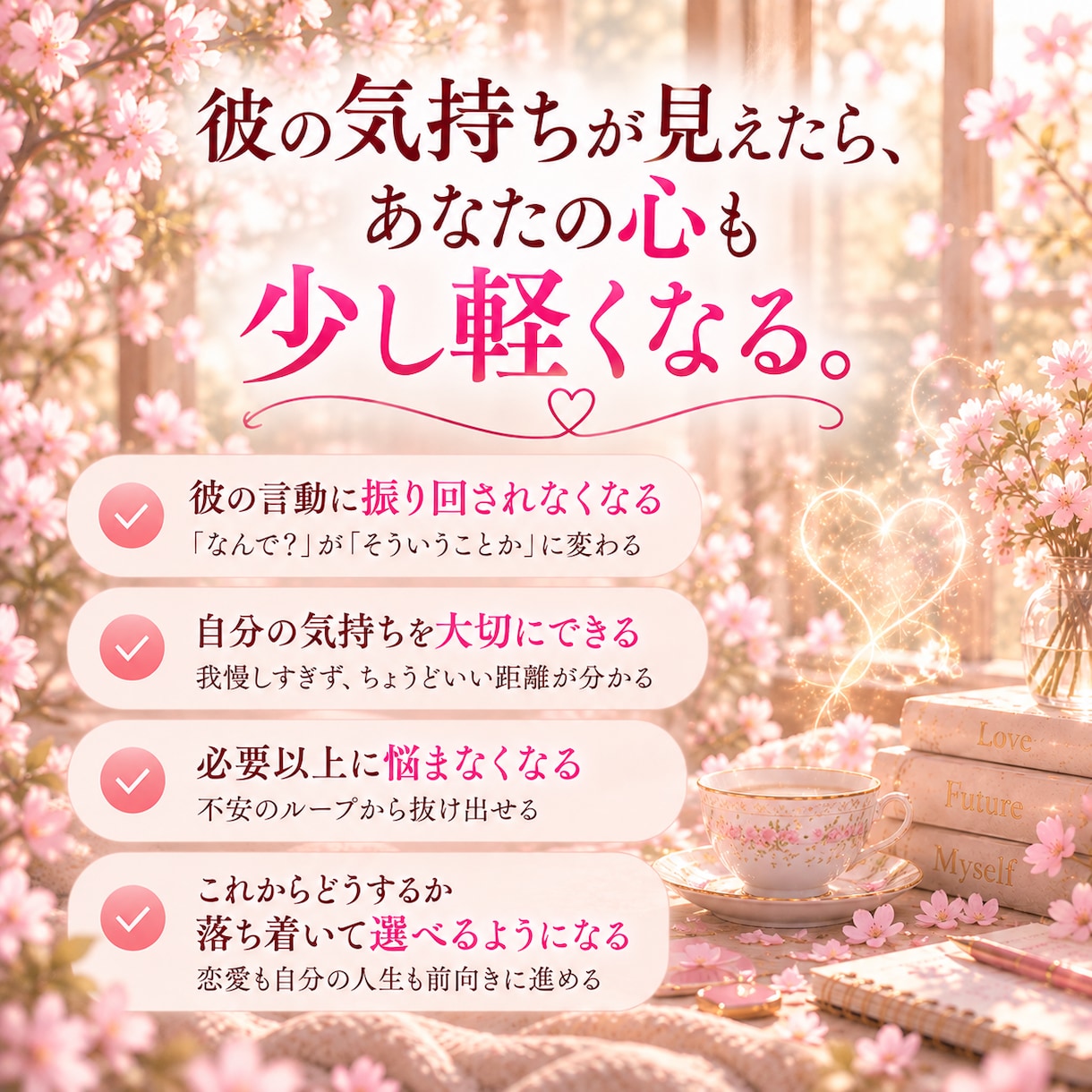 彼の気持ちや二人の今を感じ取ってお伝えします 1万人以上の鑑定経験から、理想の未来をお手伝いします イメージ4