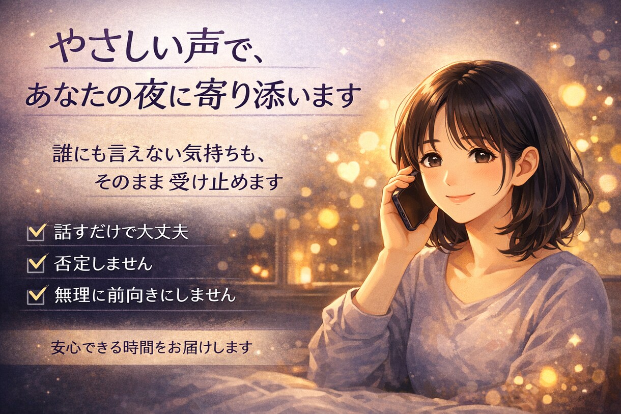 夜の孤独にそっと寄り添います 眠れない夜に安心できる声をお届けします イメージ2