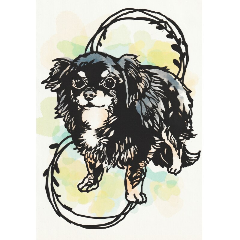 切り絵風・ペットの似顔絵制作します 大切なうちの子を、世界にひとつの切り絵風似顔絵に。 イメージ1