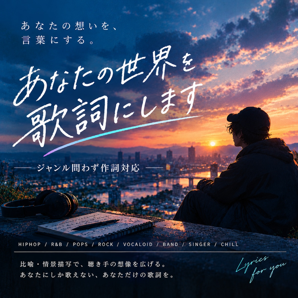 あなたの世界を歌詞にします あなたの楽曲制作に作詞家としてお手伝いいたします イメージ1