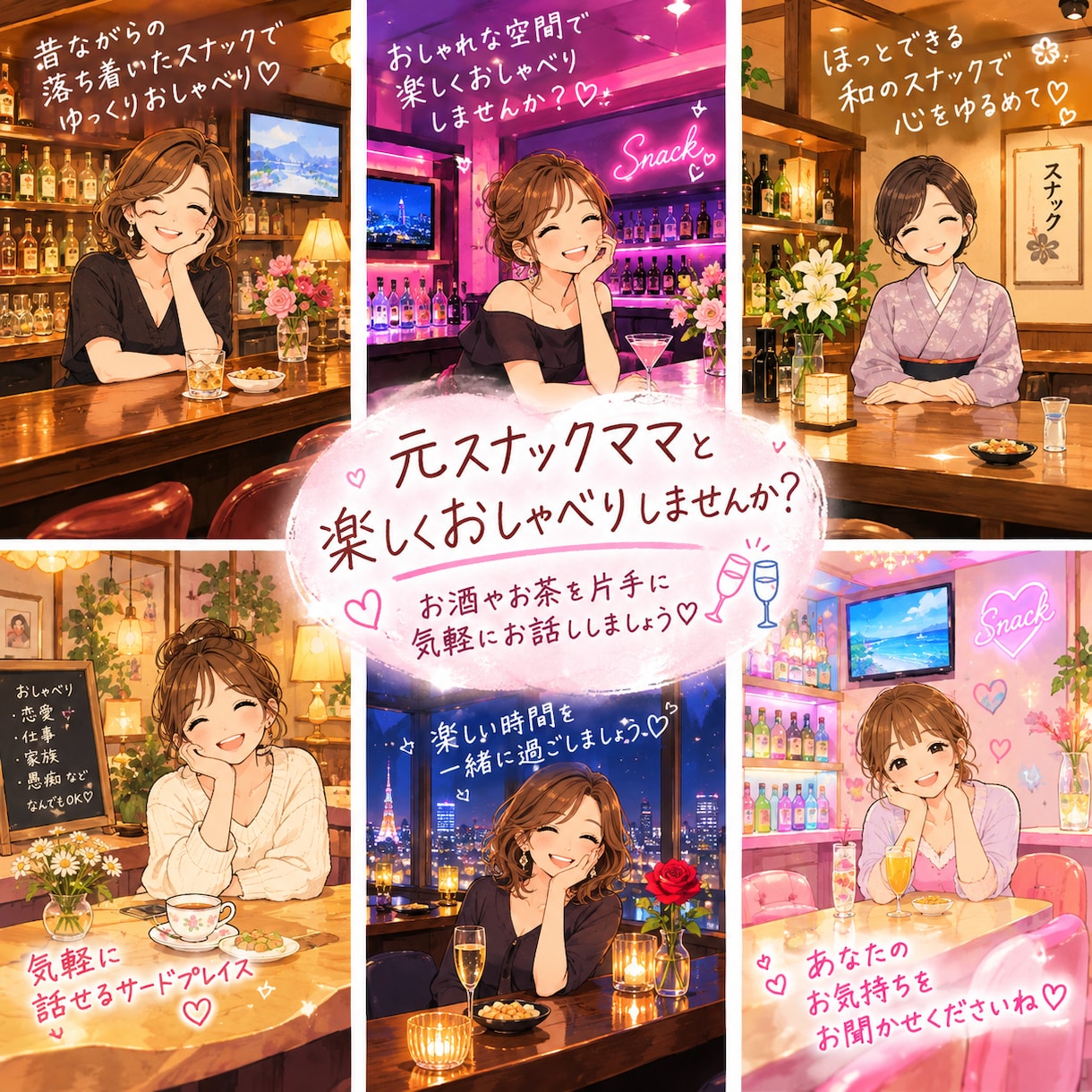 元スナックママと楽しくおしゃべりします 「お酒やお茶を片手に気軽に楽しくお話しします」 イメージ1