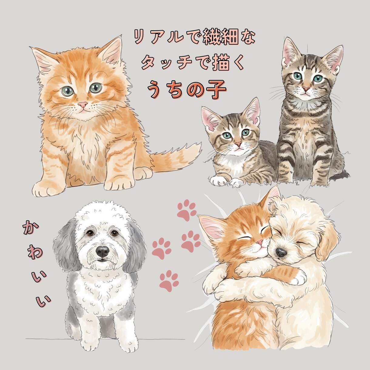 リアルでナチュラルなうちの子イラスト作ります スタイリッシュで繊細なラインアートで作る似顔絵 イメージ3