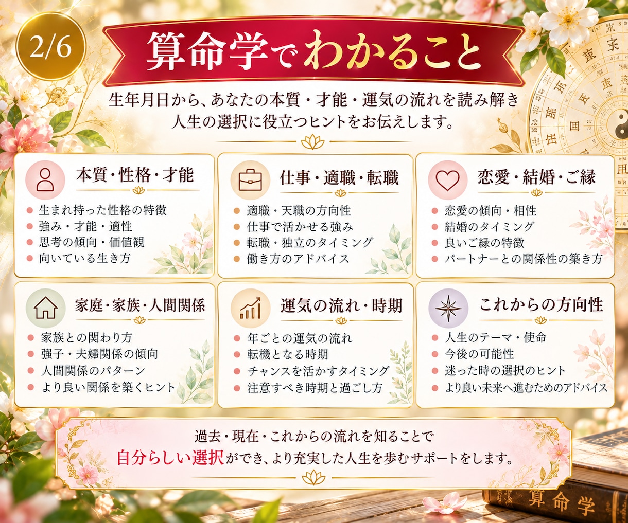算命学で本質・才能・これからの運気を鑑定します 生まれ持った本質と運気を読み解き、今とこれからを整えます イメージ2
