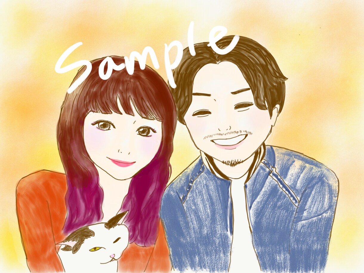 幸せが溢れるふわふわほんわかな似顔絵描きます チャームポイント活かします♡ウェルカムボードやプレゼントに！ イメージ2