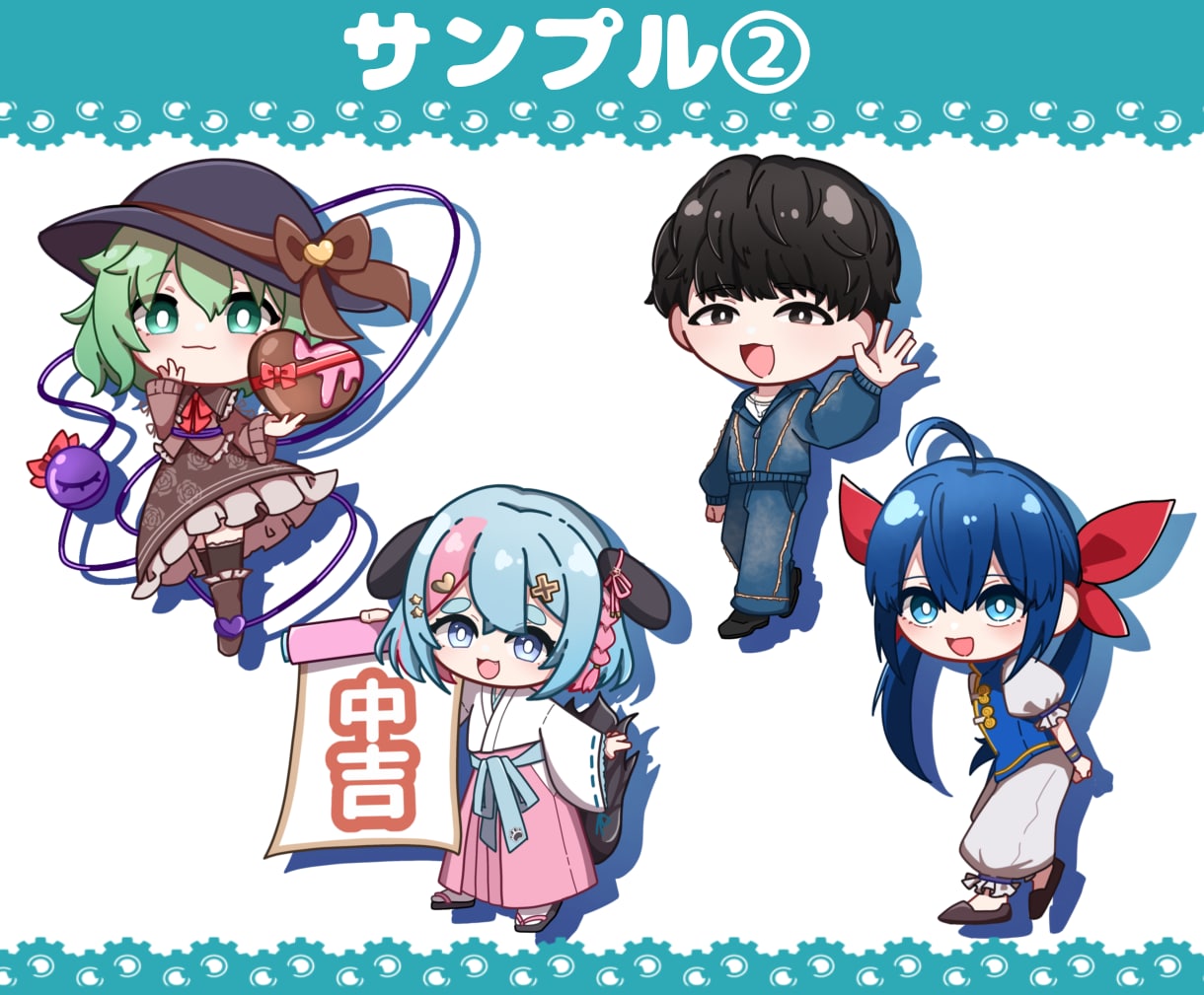 全身SD(ミニキャラ)イラスト描きます アイコン、配信、動画に使える2.5頭身SDイラストを描きます イメージ7