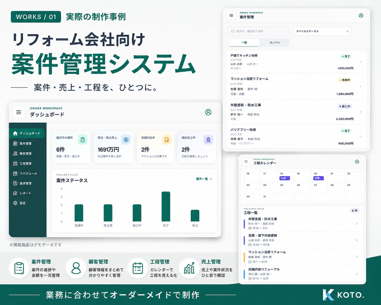 オーダーメイドの業務システムを開発します 小規模事業者向けに低価格で使いやすく制作 イメージ2