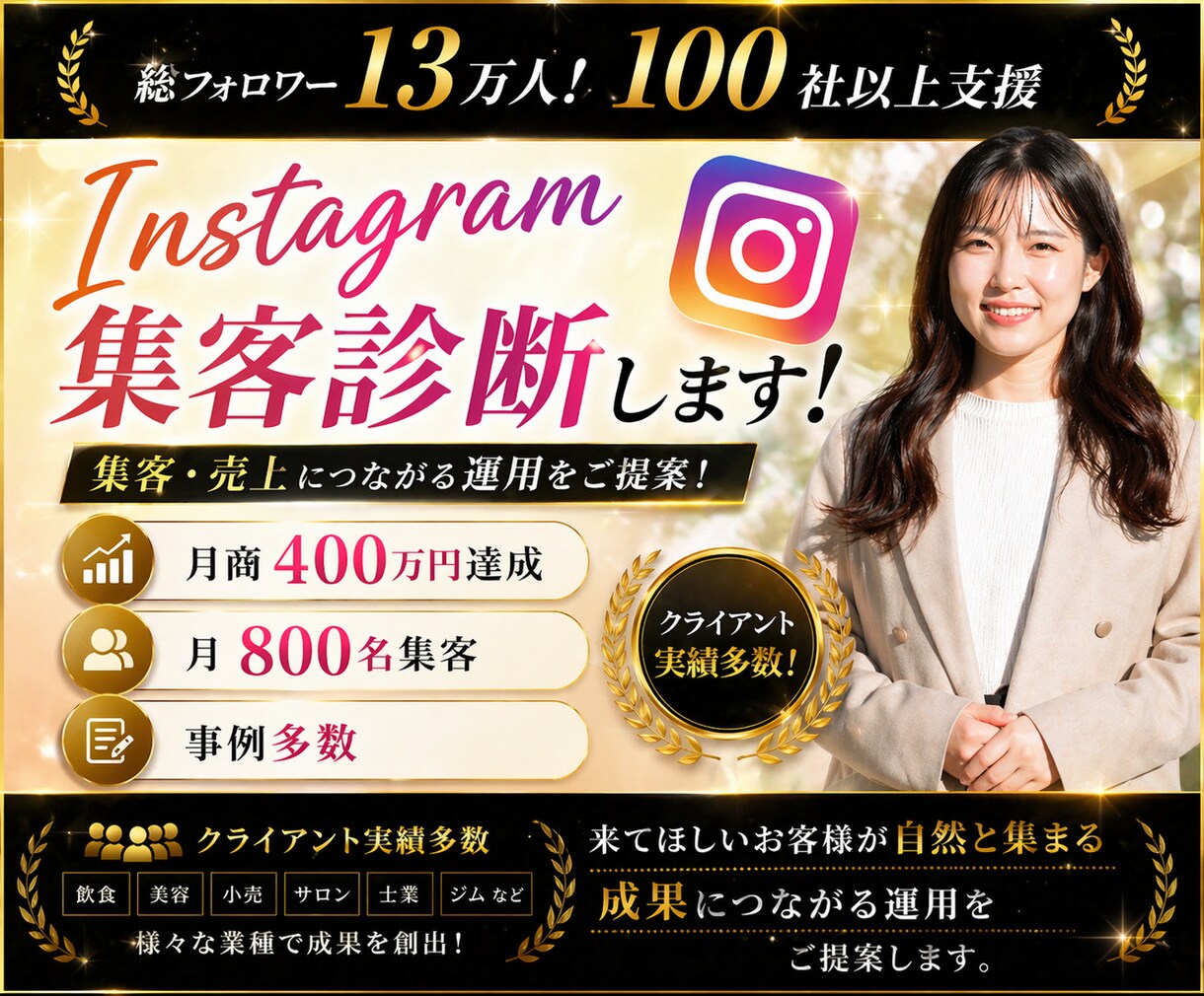あなたの専用のInstagram集客診断します 100店舗支援・フォロワー13万人のプロが60分アドバイス イメージ1