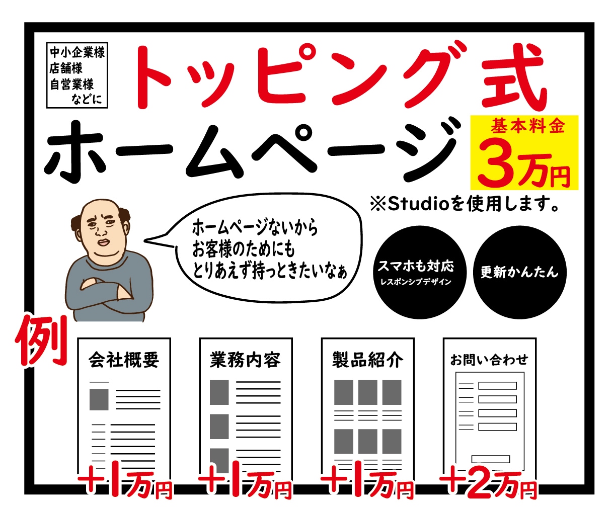 トッピング式簡易ホームページ作成します ホームページを安く作成しませんか？ イメージ1