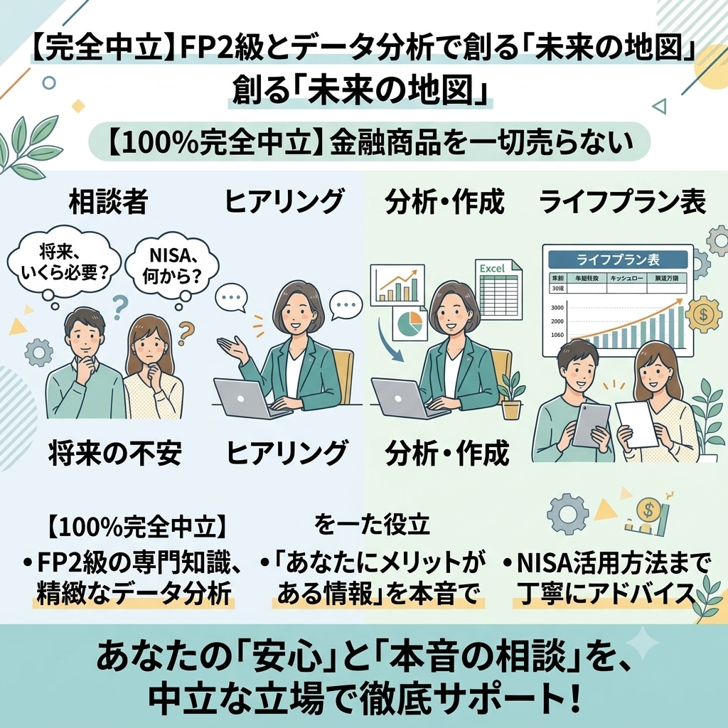 ライフプラン表作成・NISA相談できます 「何歳でいくら必要？」をデータで見える化します。 イメージ1