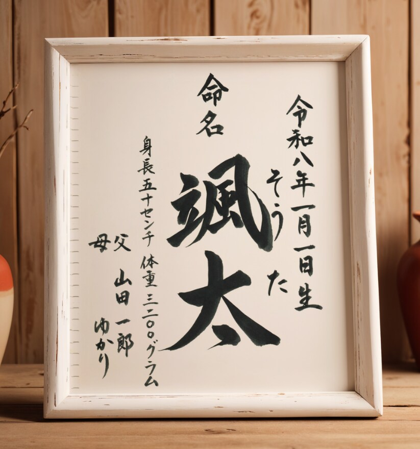 書道講師が心を込めて命名書をお書きします 心を込めた手書きの命名書を温かみのある筆文字で作成します イメージ1