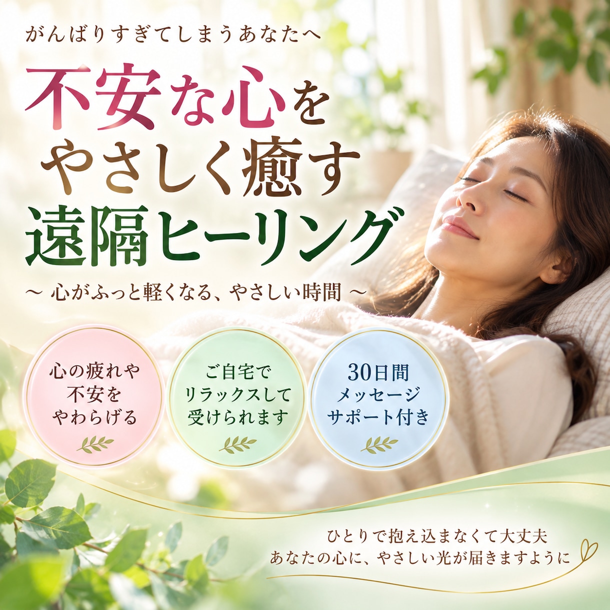 不安な心を遠隔ヒーリングで癒します 30日間のメッセージサポート付きで心に寄り添います イメージ1
