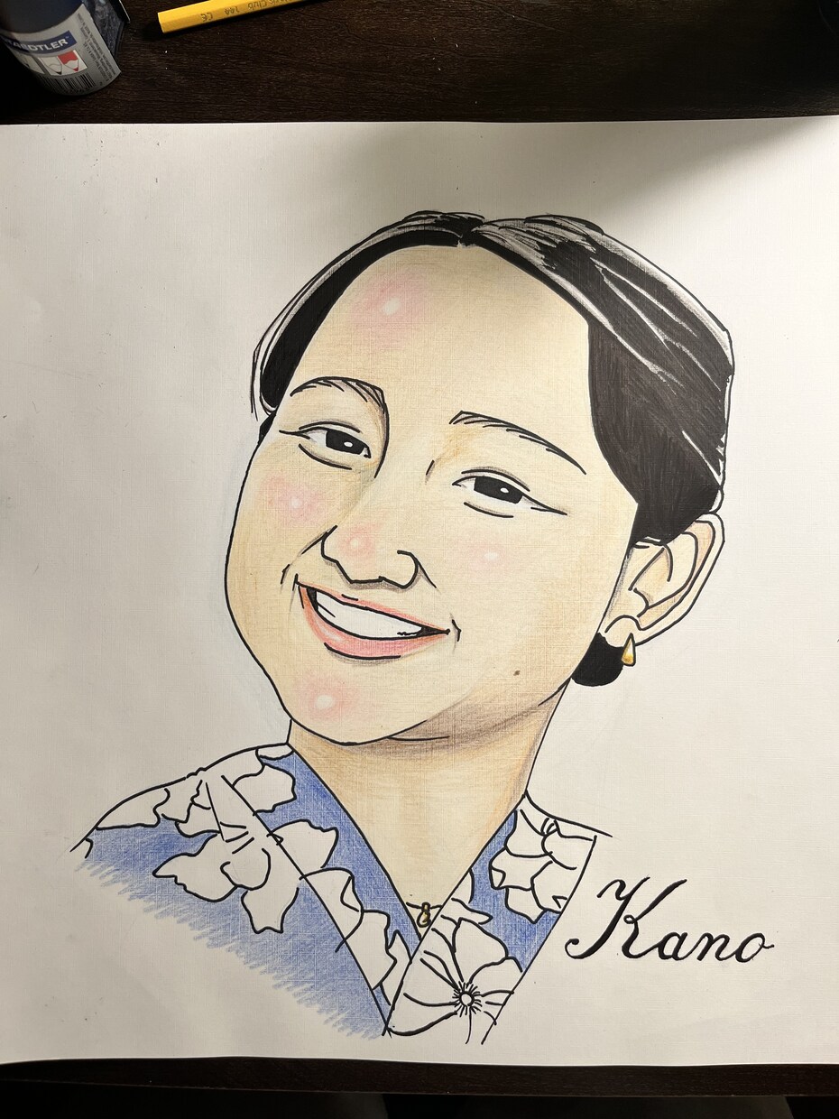 色紙に手書きの優しいタッチの似顔絵描きます 送料無料！贈り物に最適！オシャレな筆記体の名前付き☆ イメージ4