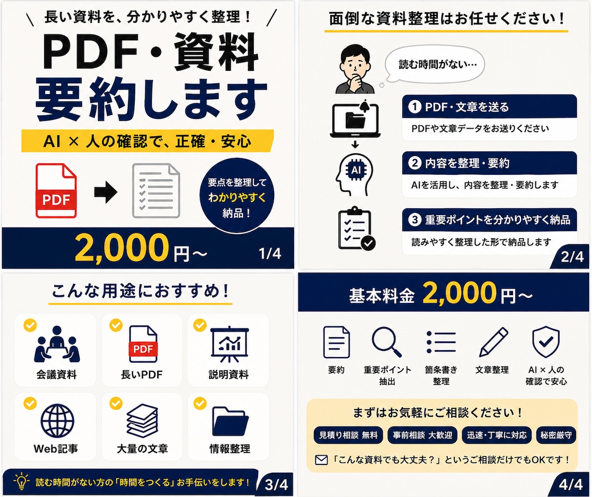 PDF・文章・資料をAIで要約・整理します 資料を読む時間がない人の時間を奪い返す イメージ1