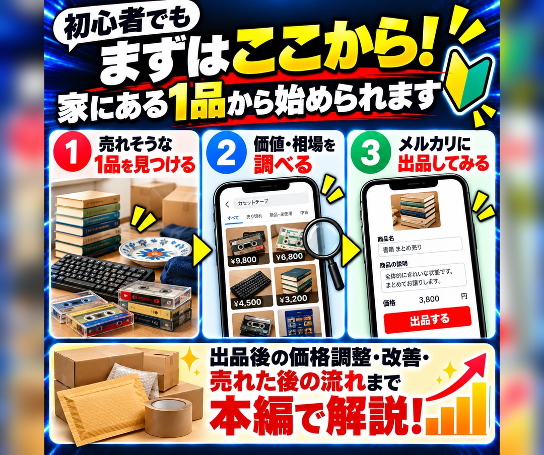 副業初心者向けメルカリ不用品販売を教えます 在宅副業で29点・総販売額224,850円の実績 イメージ9