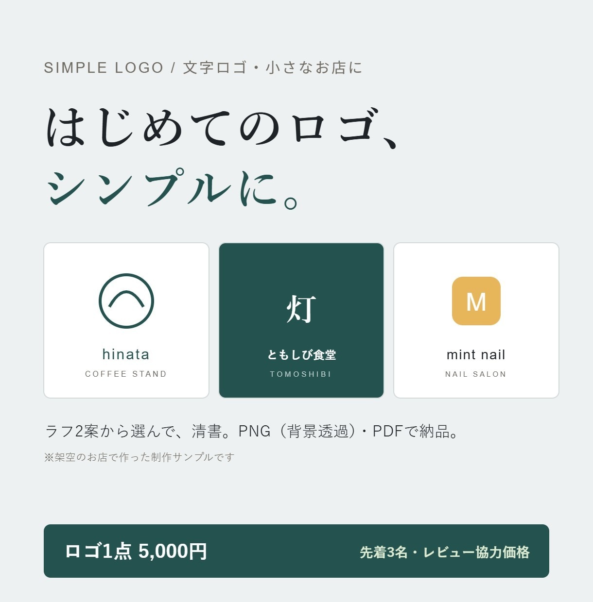 シンプルな文字ロゴを5,000円で作ります ラフ2案から選べる、小さなお店のロゴ イメージ1