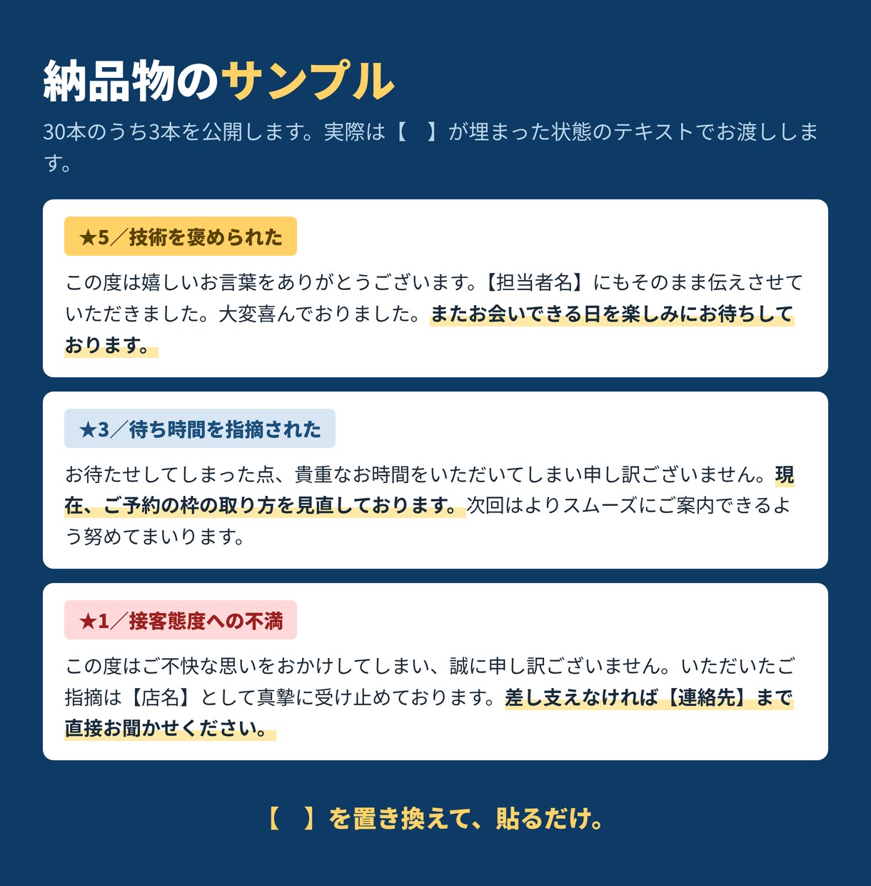 Googleクチコミ返信テンプレ30本を納品します Google口コミの返信、貼るだけで今日終わります イメージ2