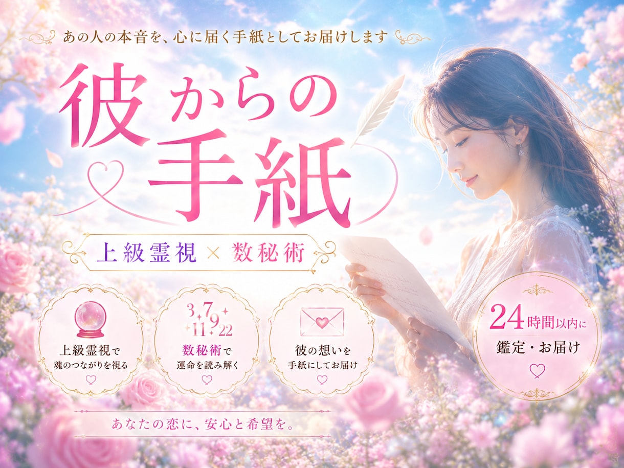 彼からの手紙/霊視×数秘術で彼の今の想いを視ます 「彼はどう思ってる？」その答えを、手紙に込めて。 イメージ1