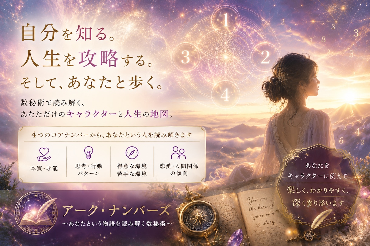 キャラに例えて読み解く、人生攻略数秘術鑑定します Lv1: あなたをキャラクター化！コアナンバー本質診断 イメージ1