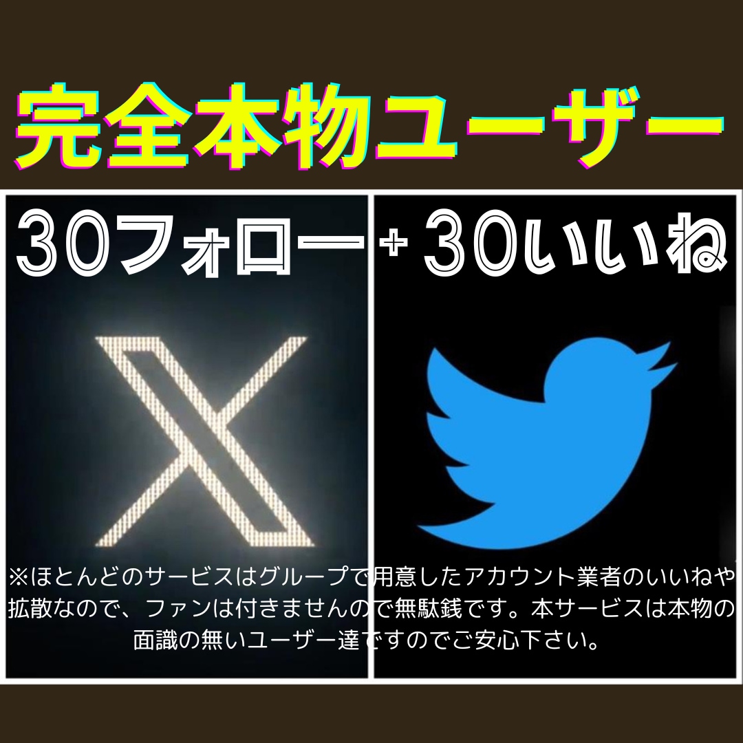 X（Twitter）本物30フォロー&いいねします X（Twitter）で本物のユーザーのファン増やしませんか？ イメージ1