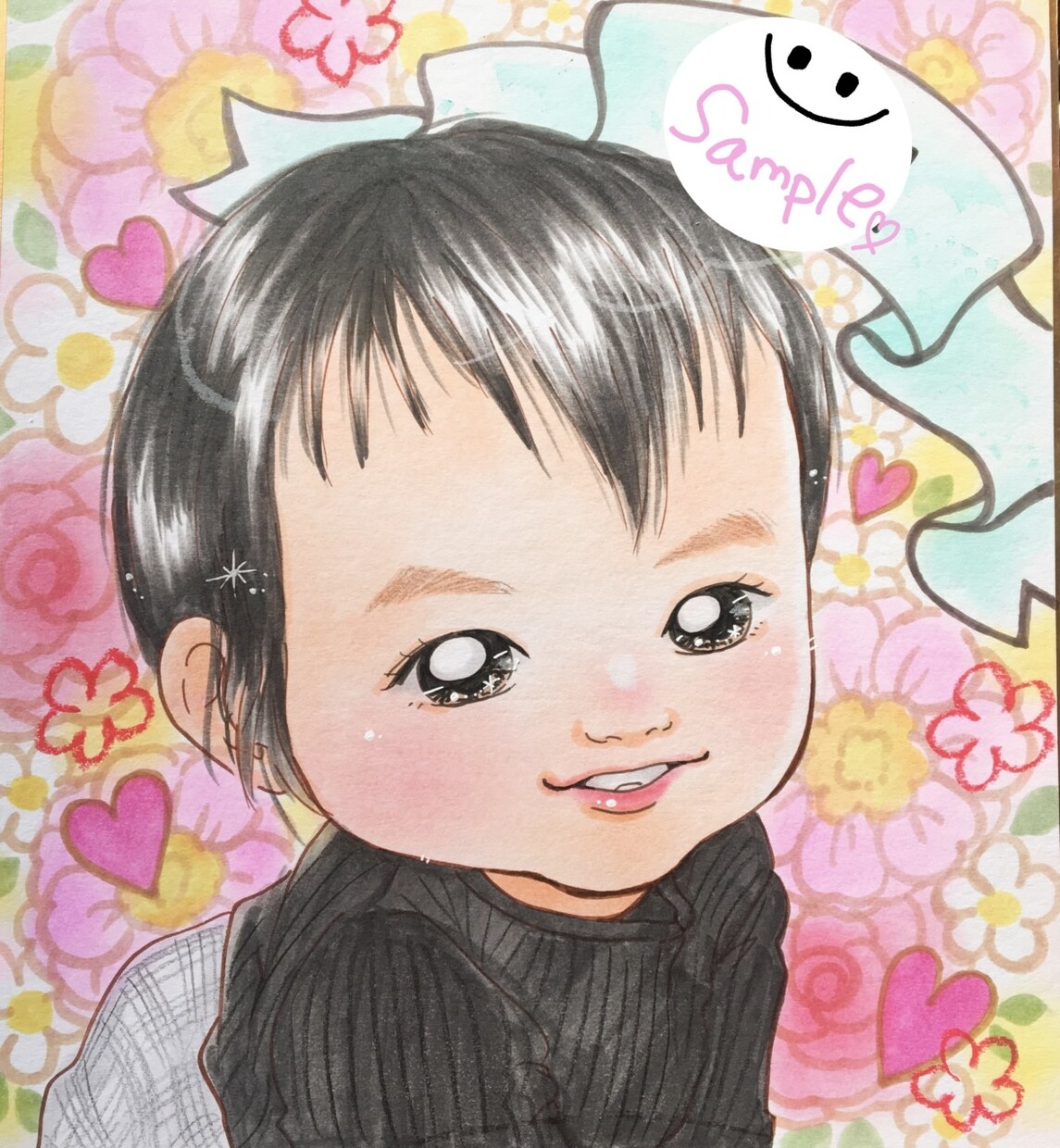 七五三やお誕生日に！明るく可愛い似顔絵お描きします 赤ちゃんやお子さんが得意です！バースデーやお祝いにせひ！ イメージ3