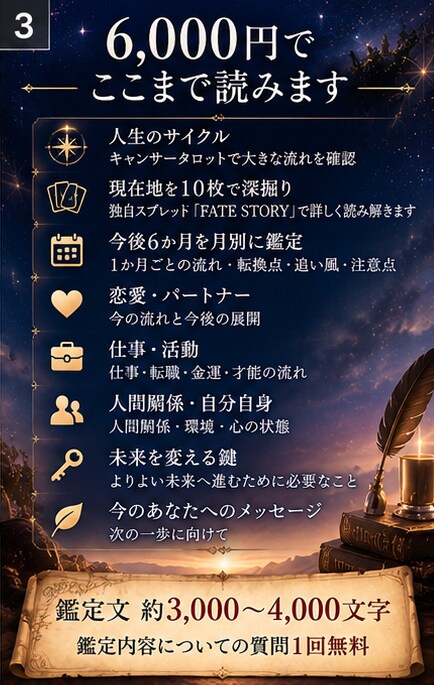 人生を総点検！現在地から半年先まで深く占います 恋愛・仕事・人間関係まで半年の未来を丸ごと読みます イメージ3
