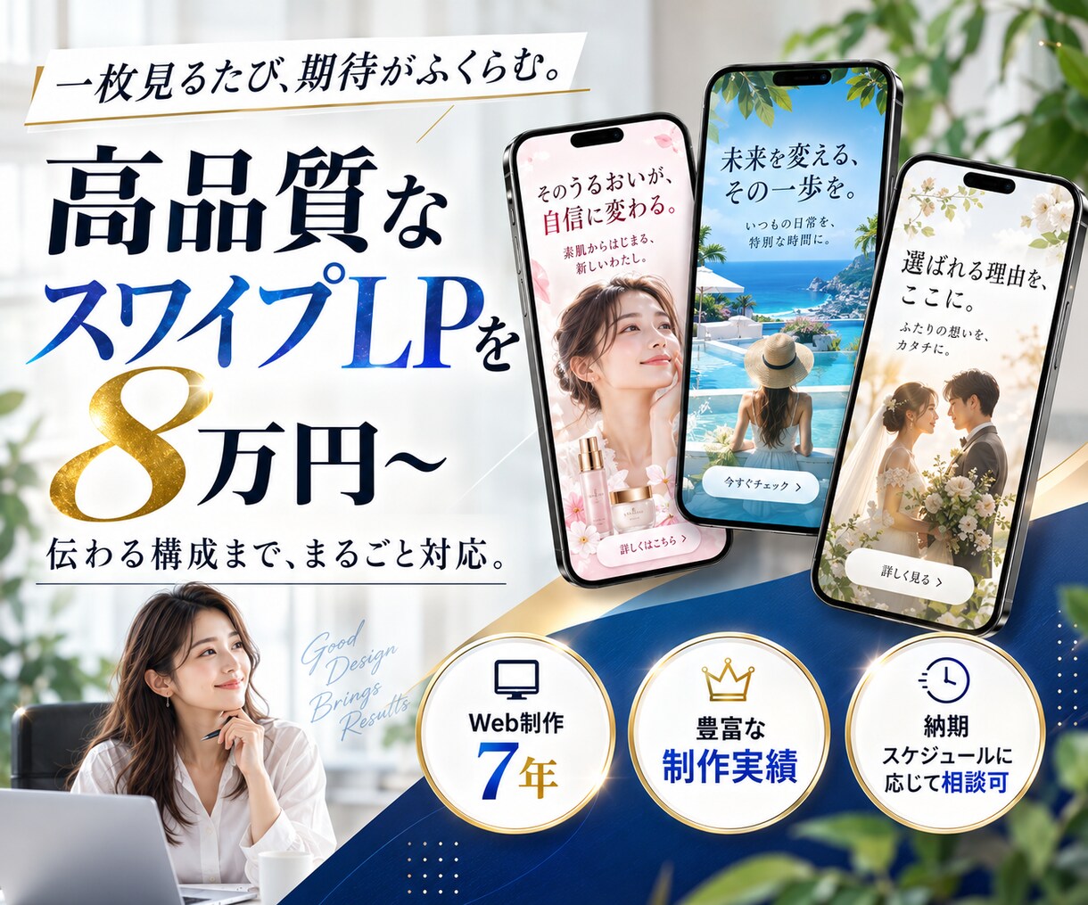 スワイプLP構成・デザイン・実装まで一括対応します 話題のスワイプLPを企画から公開まで丸ごと対応 イメージ3