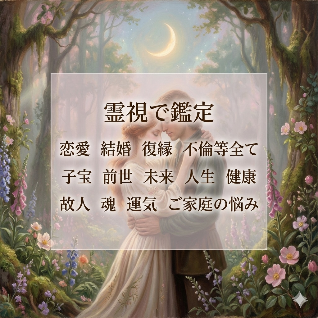 霊視で恋愛を鑑定｜復縁・片思い・不倫も視ます 言葉にされない本音を読み解き、未来への道筋を示します イメージ1
