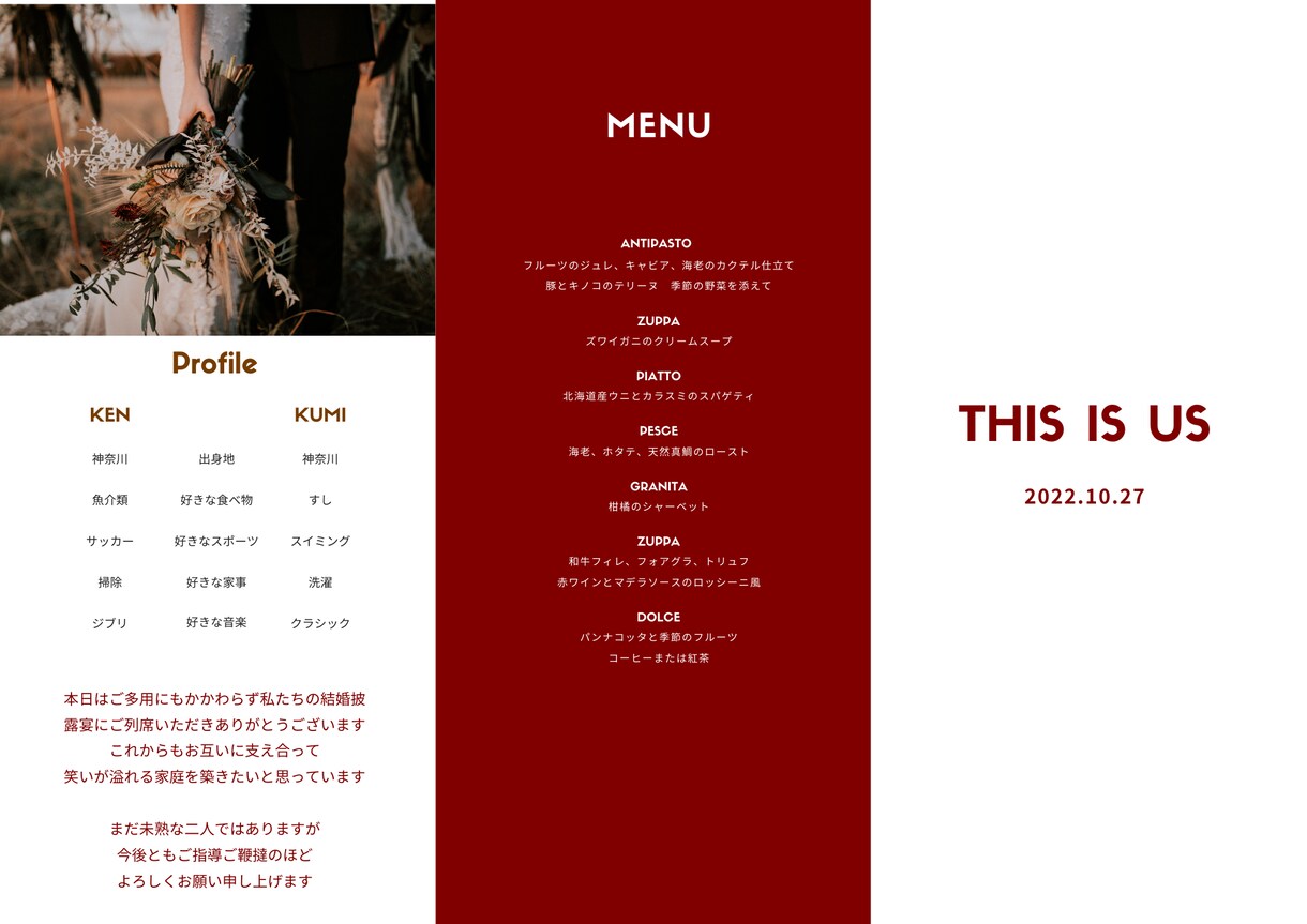 ウエディング用席次表&プロフィール作成します できたデータを印刷会社に入稿するだけで簡単に出来上がります！ イメージ3
