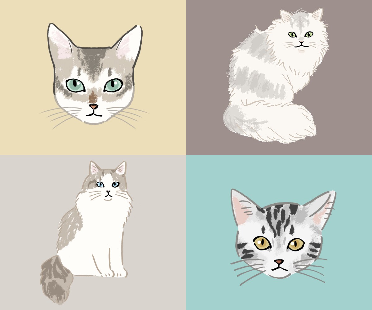 猫ちゃんの似顔絵を描きます SNSアイコンやオリジナルグッズにお使いください イメージ1