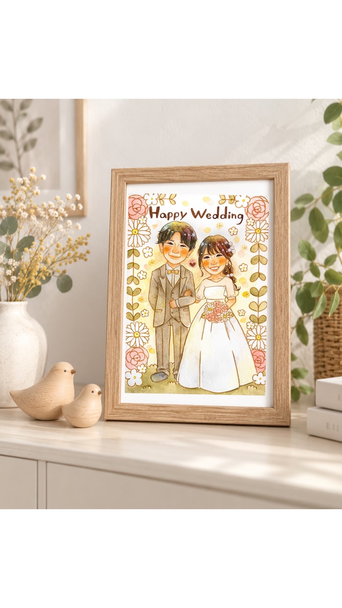 最短5日発送可能！ウエディングの似顔絵描きます 結婚祝い・ウェルカムボード・プレゼントに♡ イメージ7