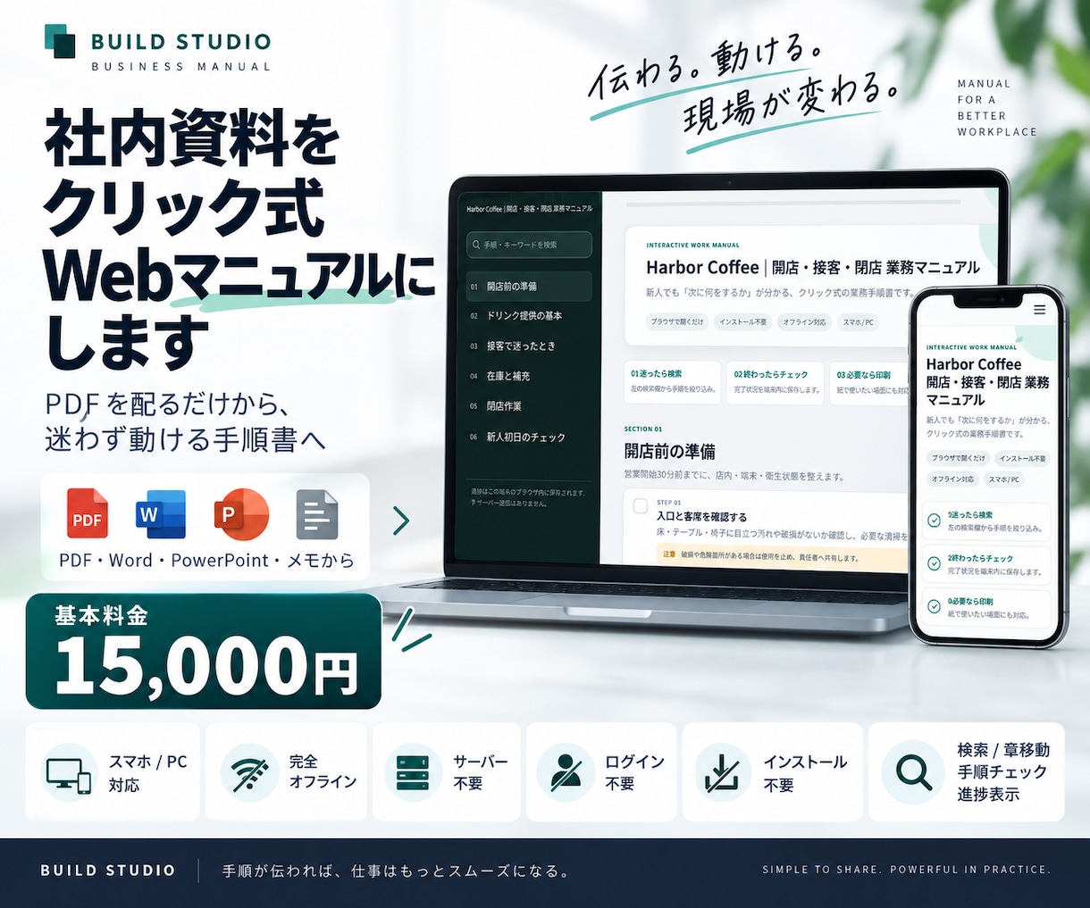 社内資料をクリック式Webマニュアルにします PDFを配るだけから、迷わず動ける手順書へ イメージ1