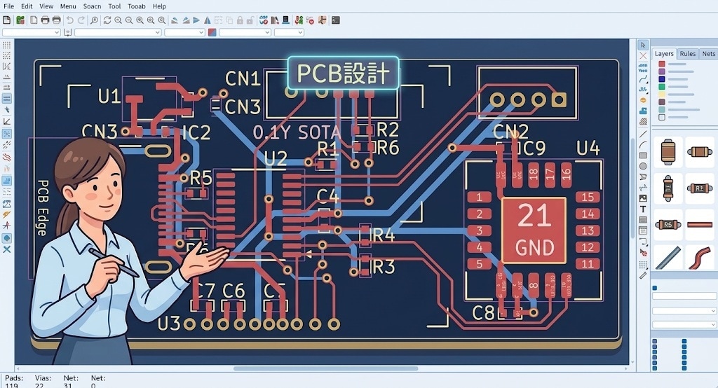 基板（ＰＣＢ）設計をします 【ＰＣＢ設計はKiCAD（無料）を使用】 イメージ1