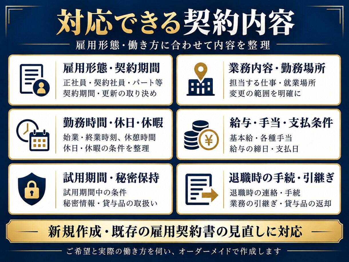 契約書に強い行政書士が「雇用契約書」を作成致します 契約書作成に強い行政書士が貴社の「雇用契約書」を作成致します イメージ4