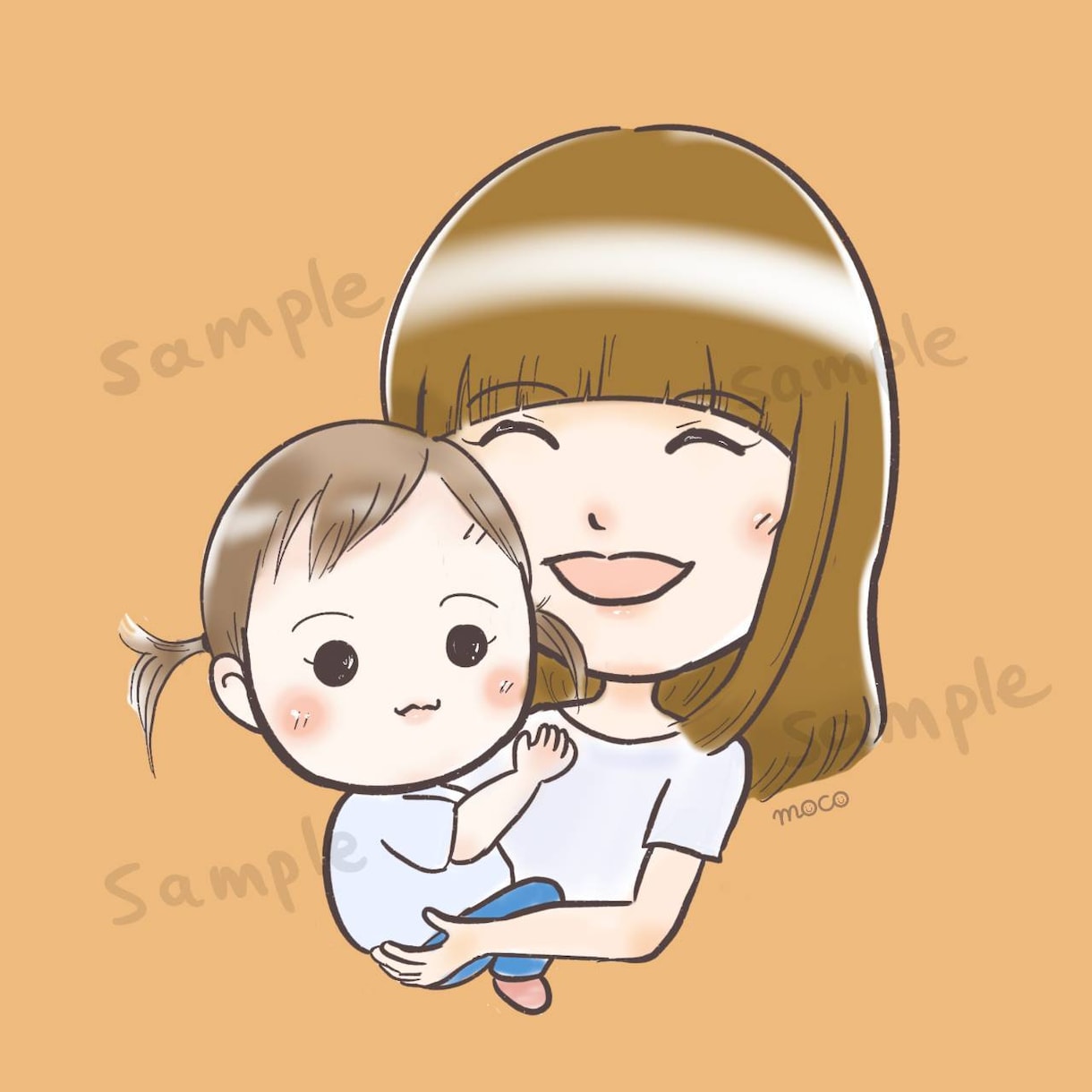 赤ちゃんとママのかわいい似顔絵描きます 赤ちゃん・ママ・家族のシンプルかわいい似顔絵描きます♡ イメージ1