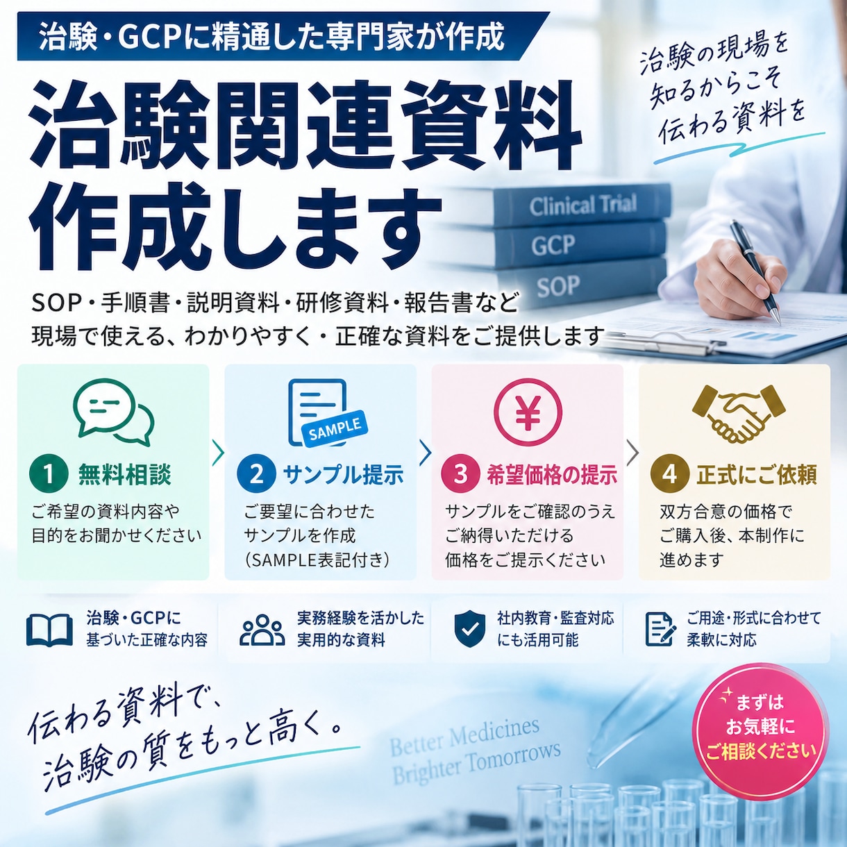 治験・GCP関連の専門資料を作成します 無料サンプル確認後、納得の価格でご依頼ください イメージ1